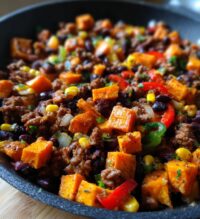 southwestern ground beef sweet potato skillet
