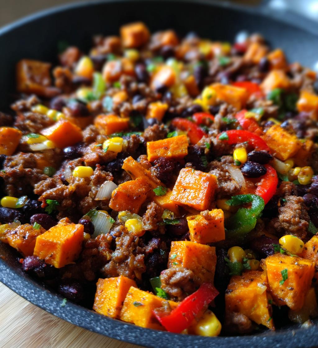 southwestern ground beef sweet potato skillet