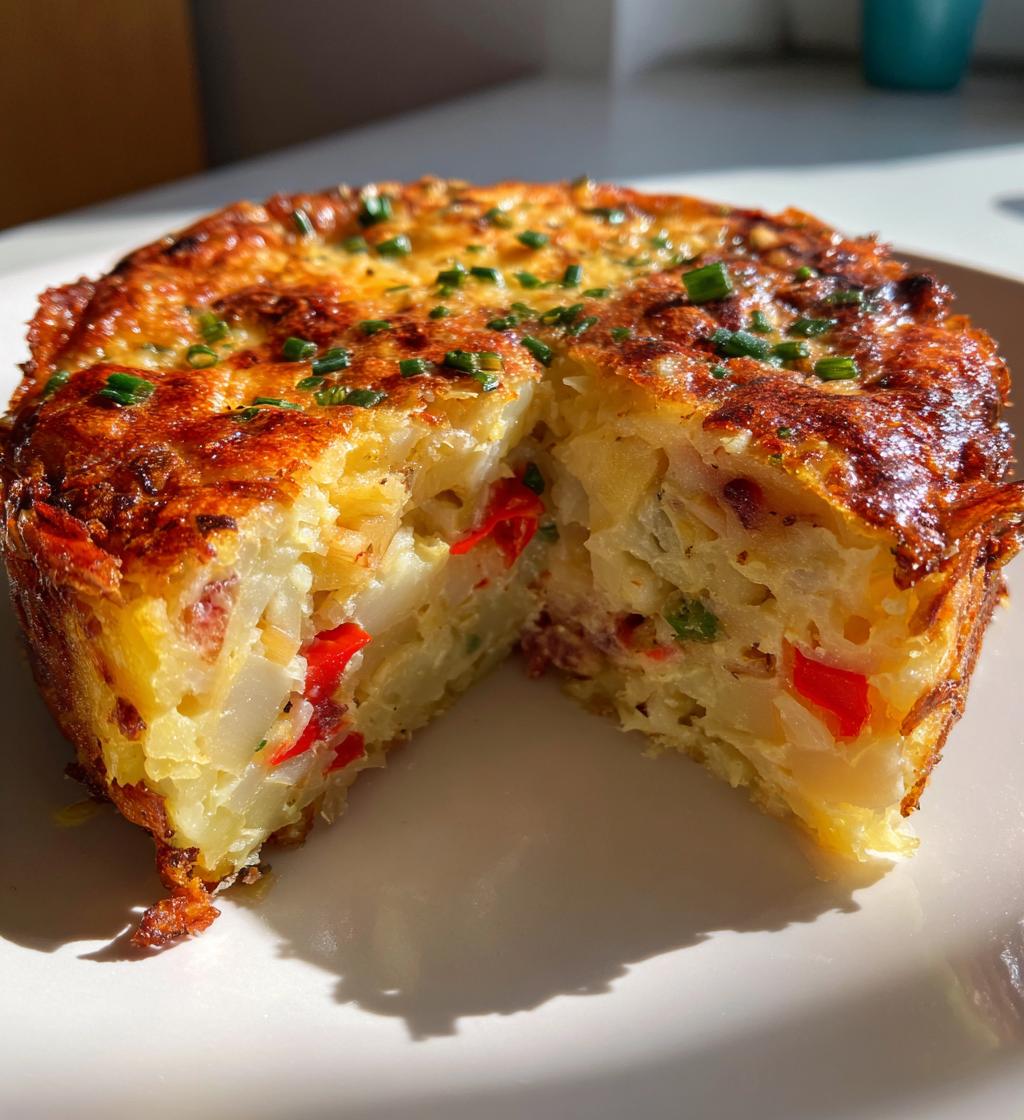 spanish tortilla inspired quiche with hashbrown crust - detail 1