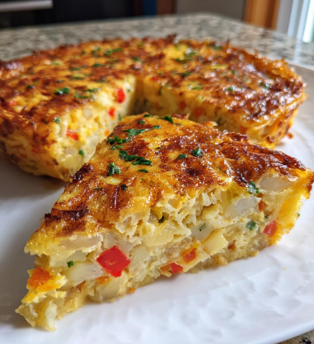 spanish tortilla inspired quiche with hashbrown crust