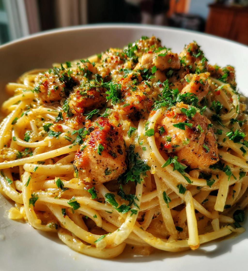 spicy cajun chicken linguine in creamy garlic parmesan sauce