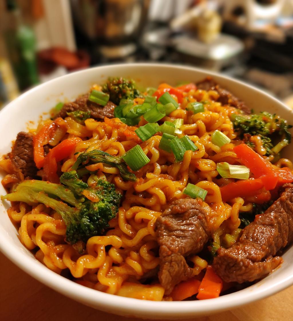 spicy korean gochujang beef noodles - detail 1