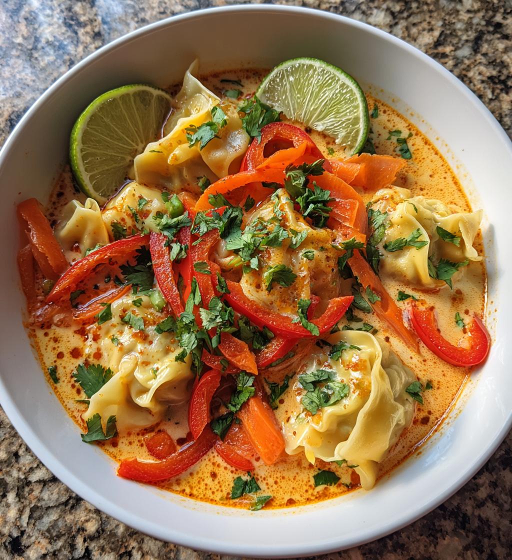 spicy red curry wonton soup