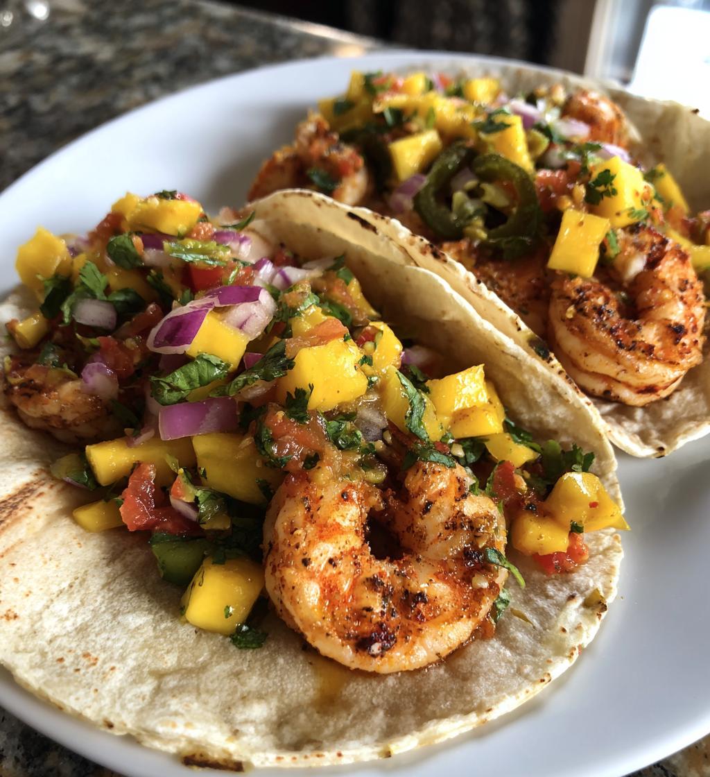 spicy shrimp tacos mango salsa