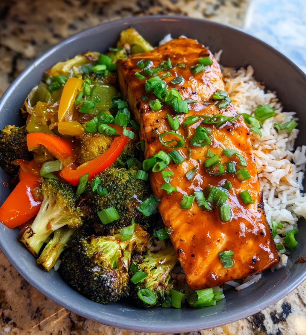 spicy sriracha honey salmon bowl recipe