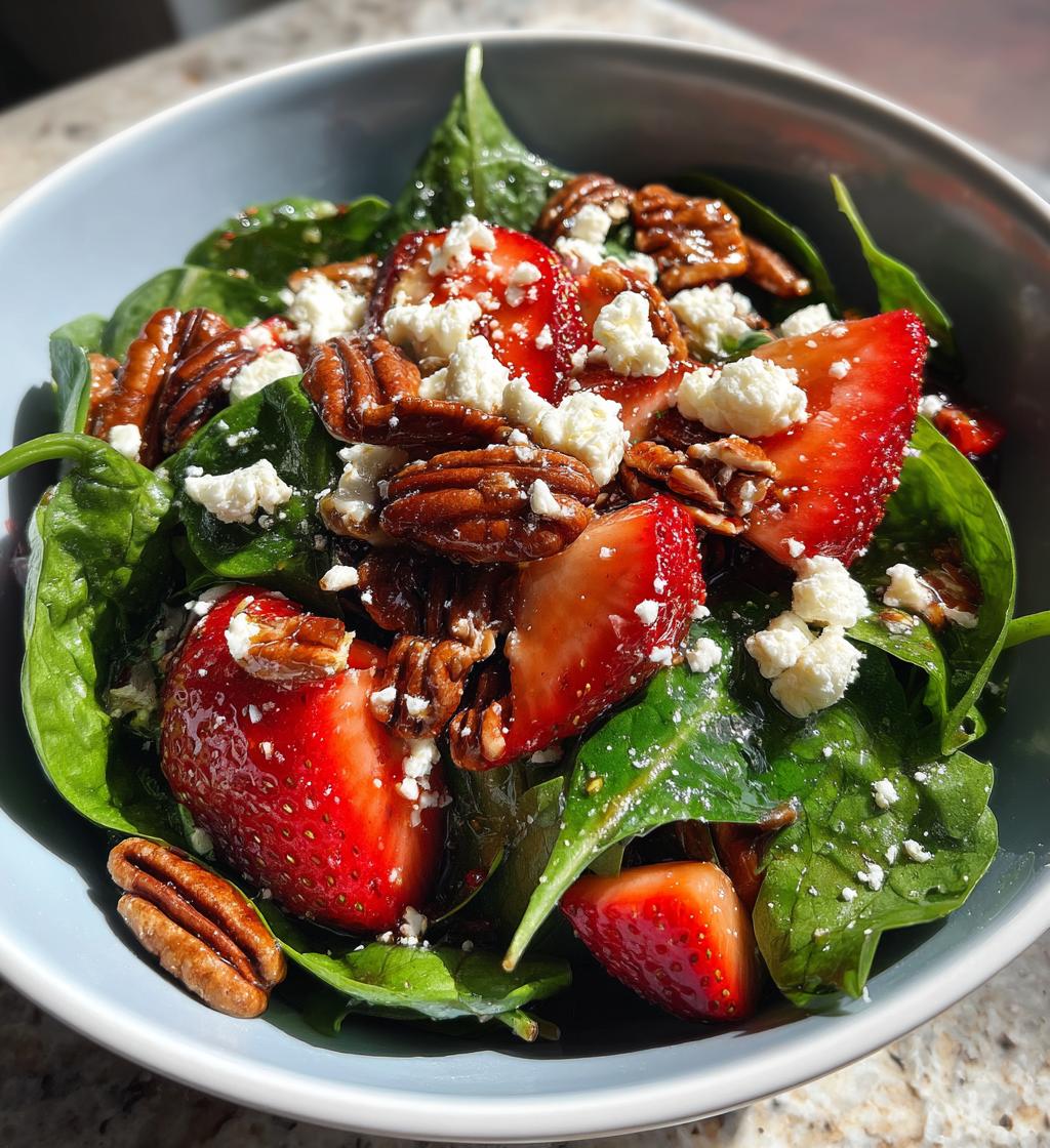 spinach strawberry salad pecans - detail 1