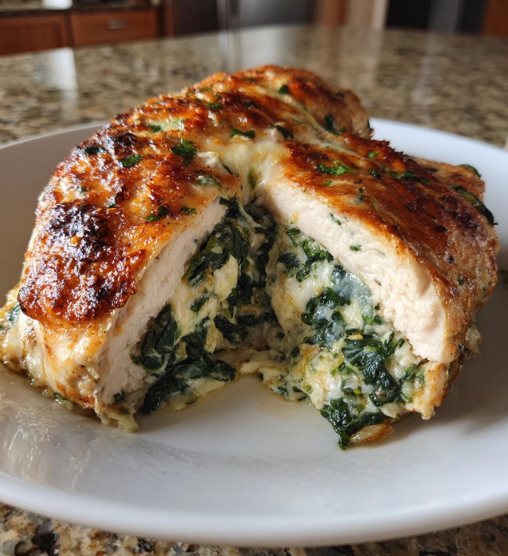 spinach stuffed chicken - detail 1