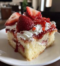 strawberry cheesecake poke cake