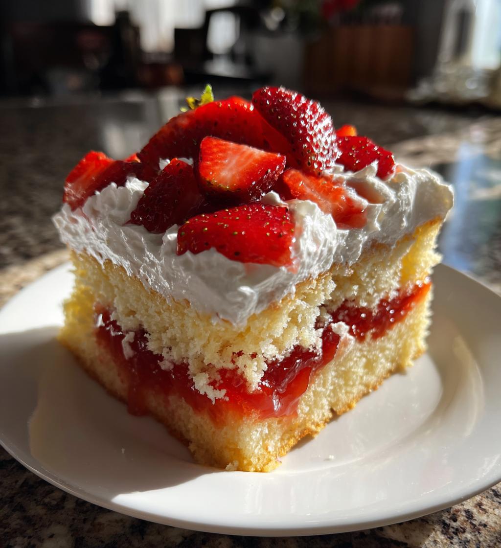 strawberry cheesecake poke cake