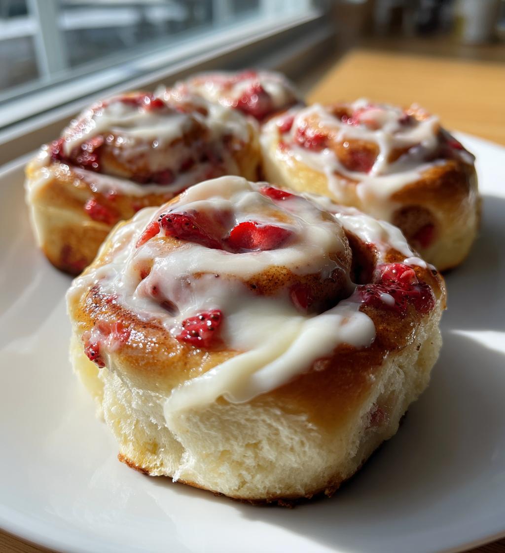 strawberry cinnamon rolls - detail 1