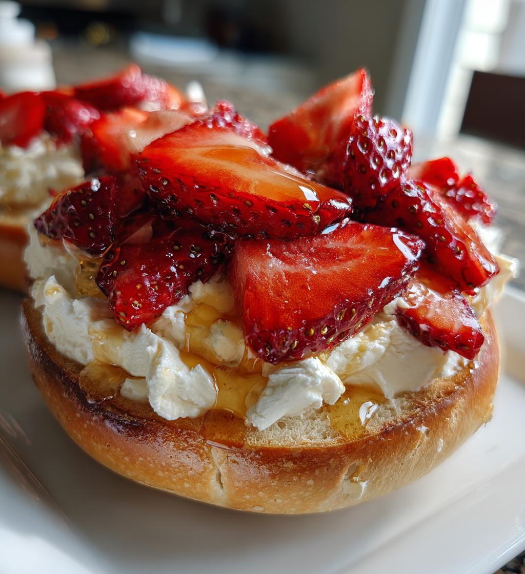 strawberry cream cheese bagel