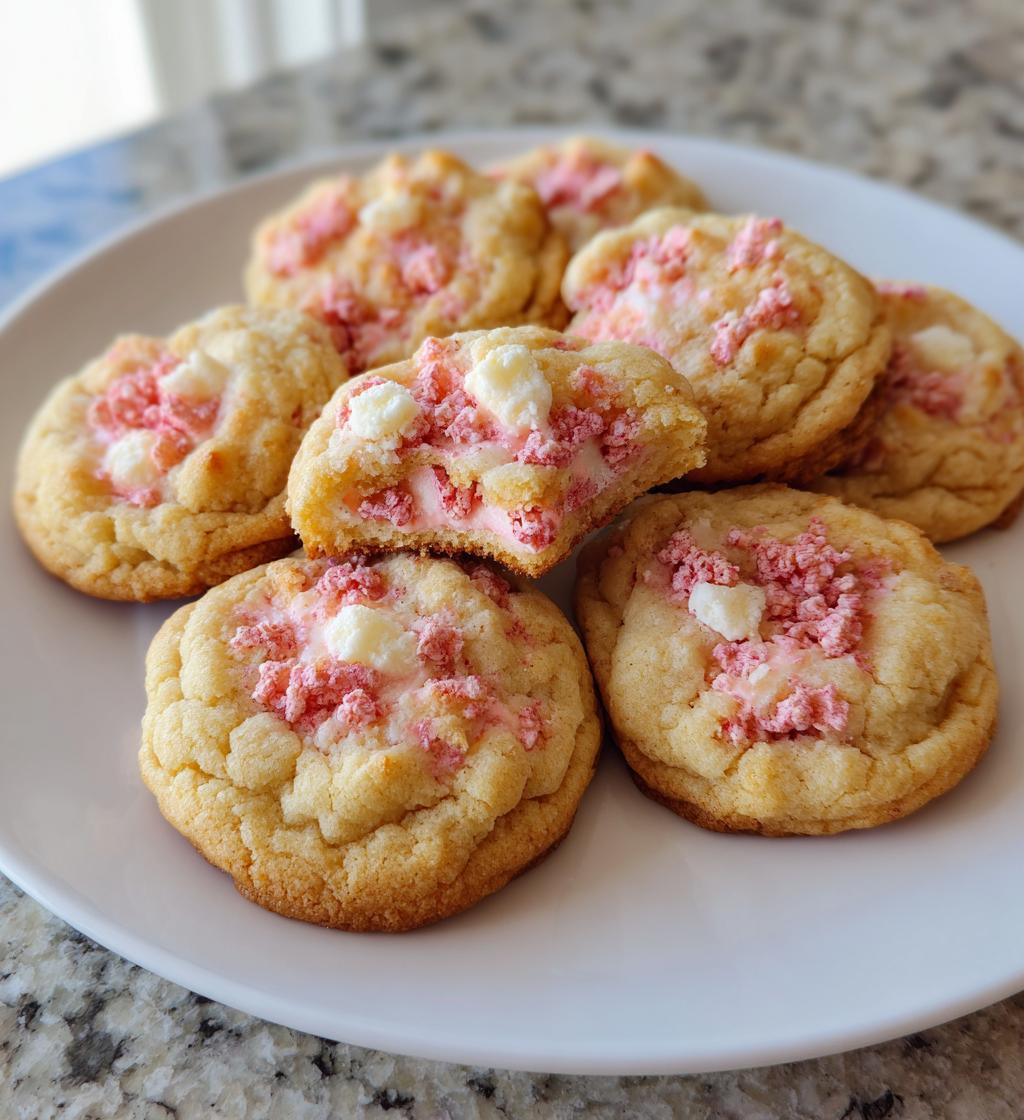 strawberry crunch cheesecake stuffed cookies - detail 1