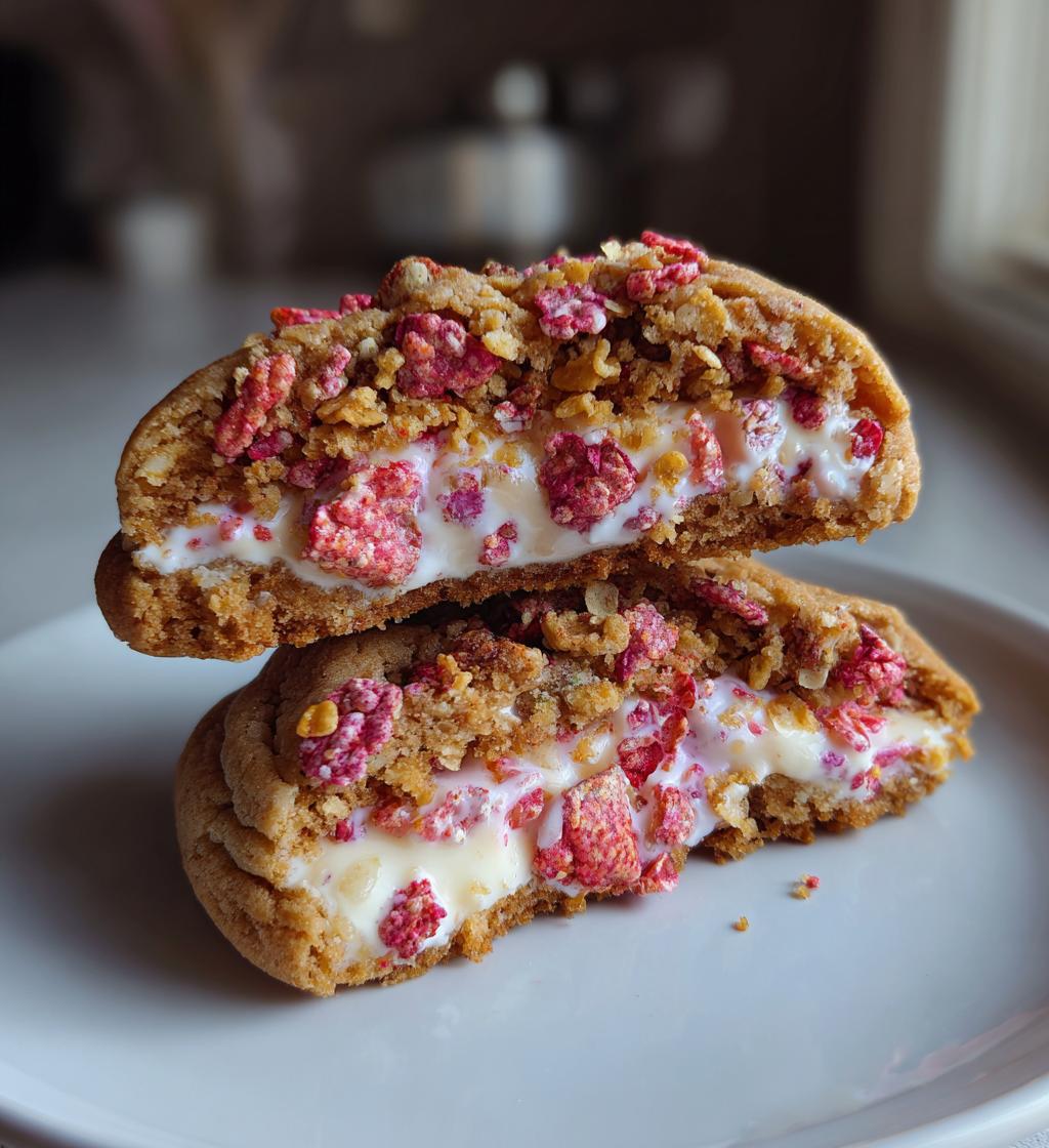 strawberry crunch cheesecake stuffed cookies