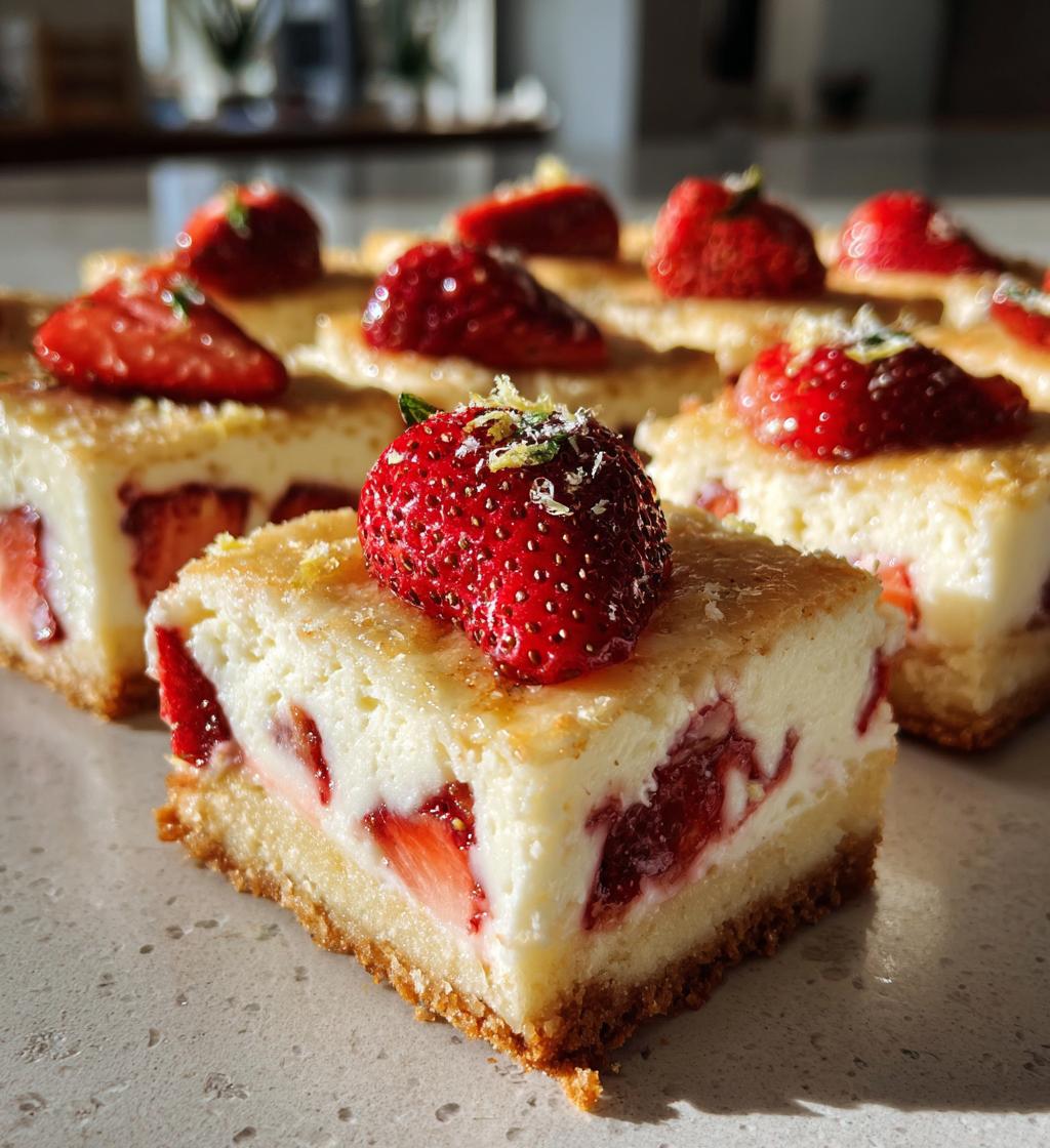 strawberry lemon cheesecake bars - detail 1