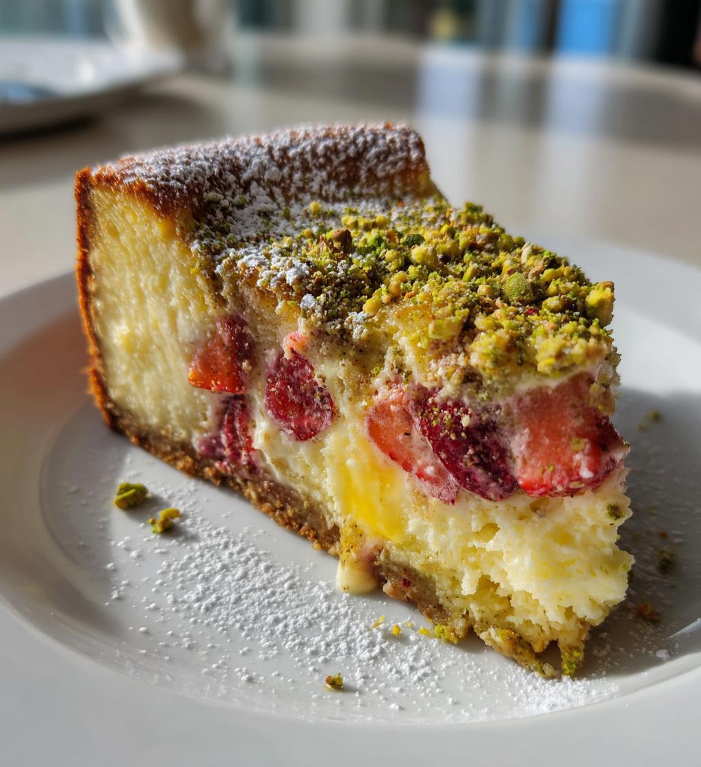 strawberry pistachio cheesecake