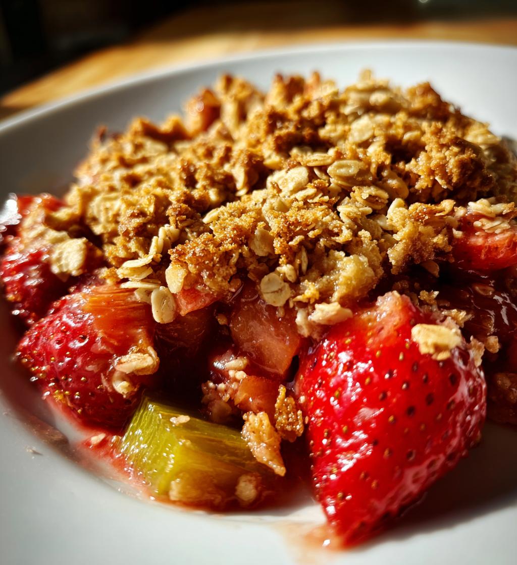 strawberry rhubarb crisp - detail 1