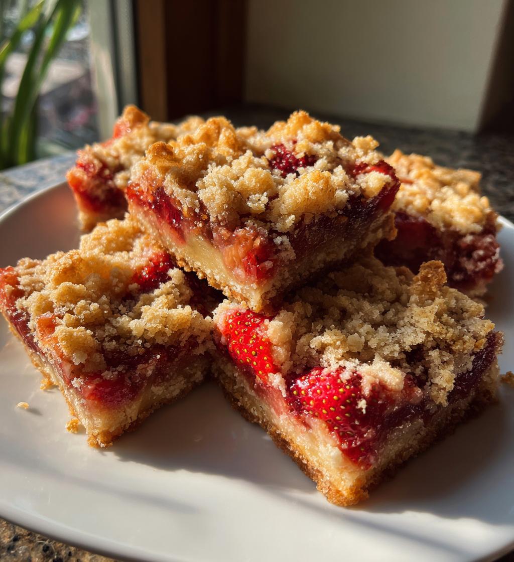 strawberry rhubarb crumb bars