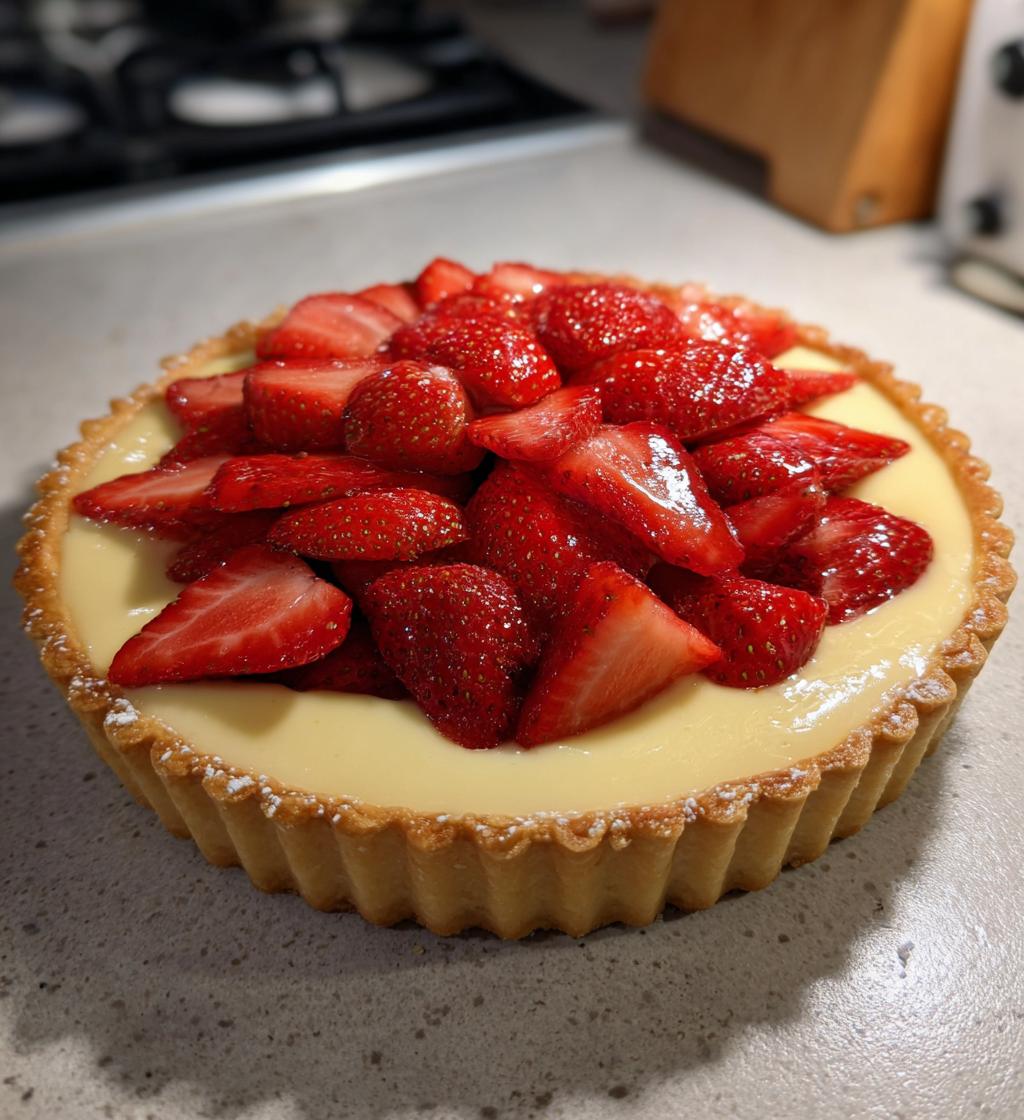 strawberry rose tart custard cream - detail 1