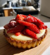 strawberry rose tart custard cream