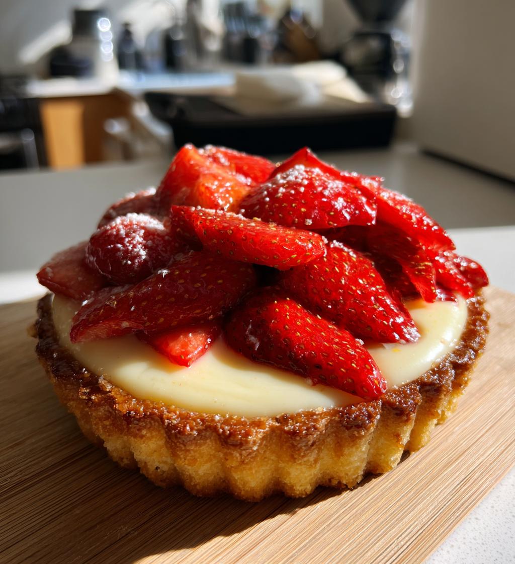 strawberry rose tart custard cream