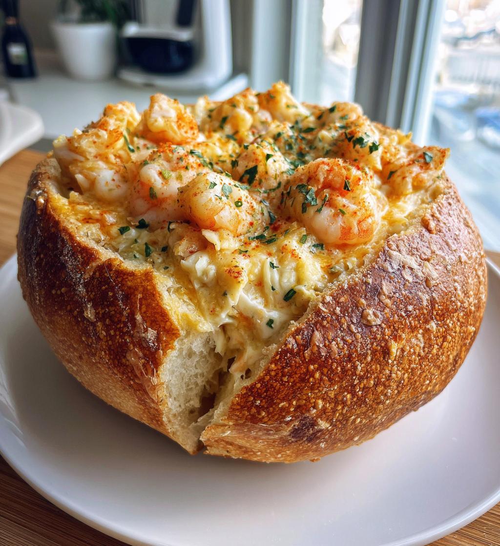 stuffed seafood bread bowl