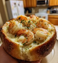 stuffed seafood soup bread bowl