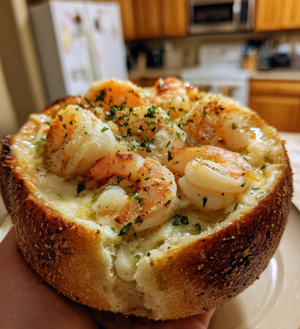 stuffed seafood soup bread bowl