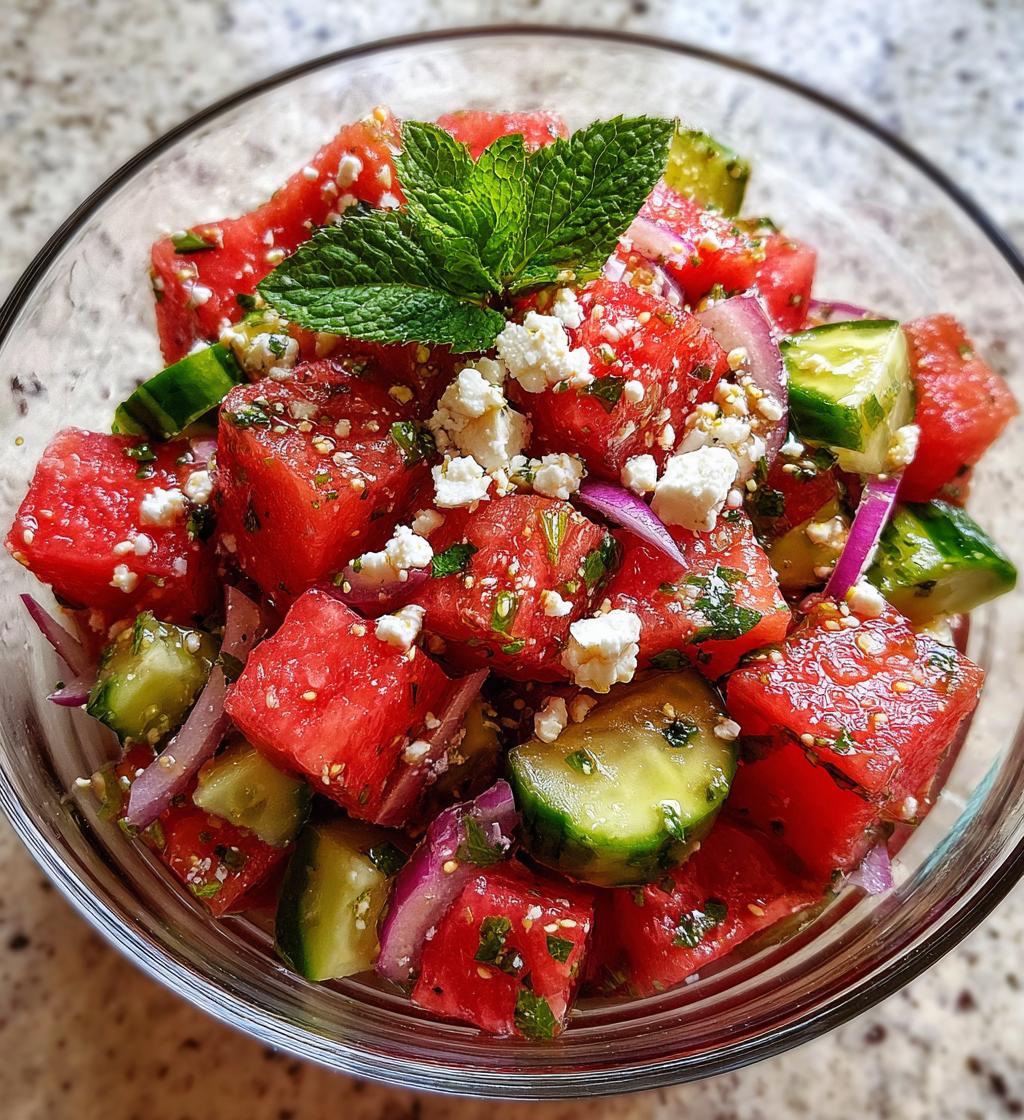 summer perfect watermelon cucumber salad - detail 1