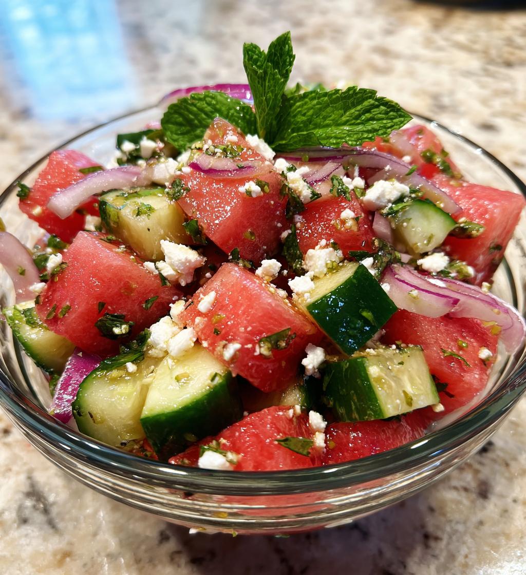 summer perfect watermelon cucumber salad