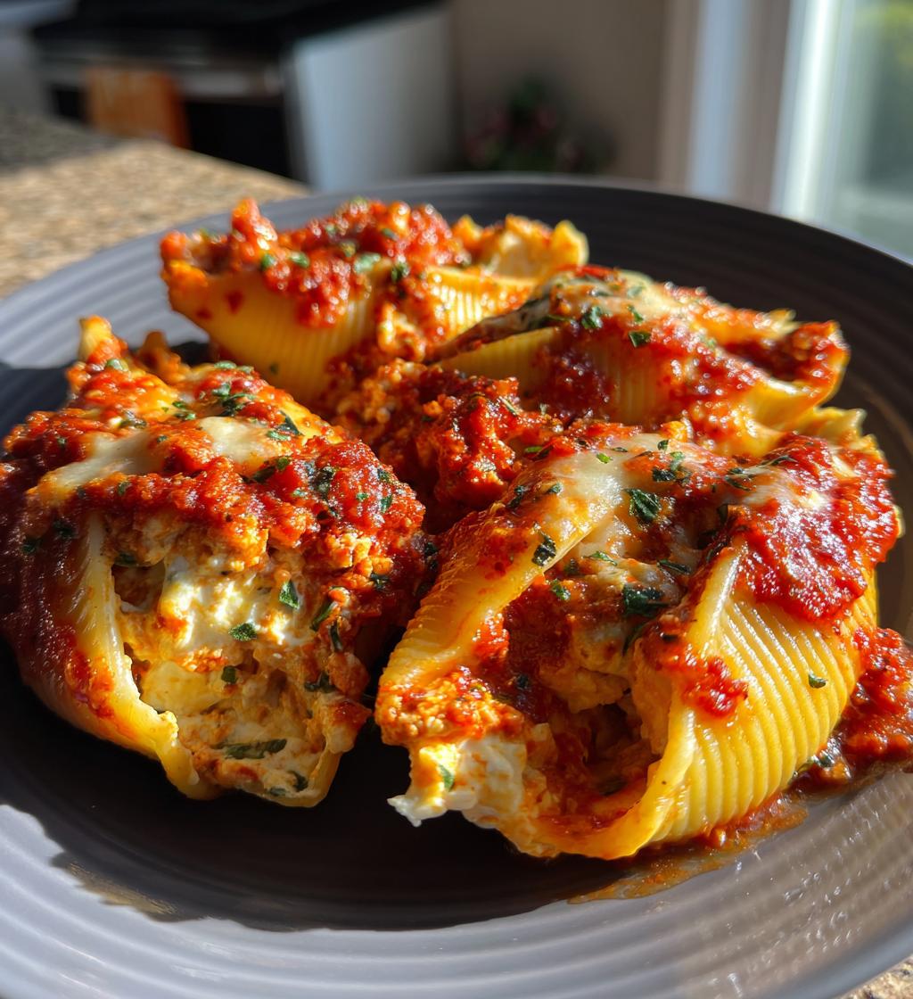 sun dried tomato ricotta stuffed shells - detail 1