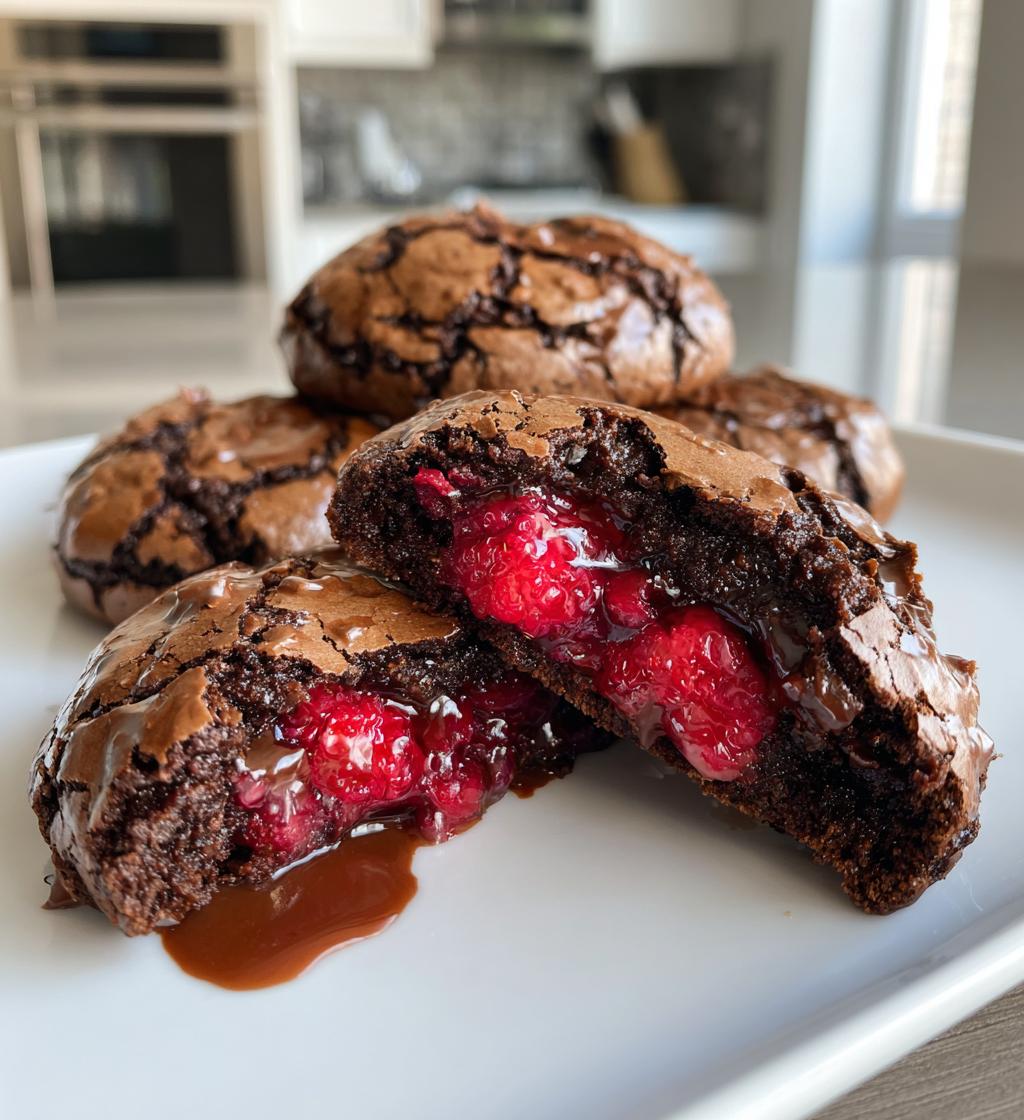 super fudgy raspberry stuffed brownie cookies - detail 1