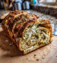 swirled garlic herb and cheese bread
