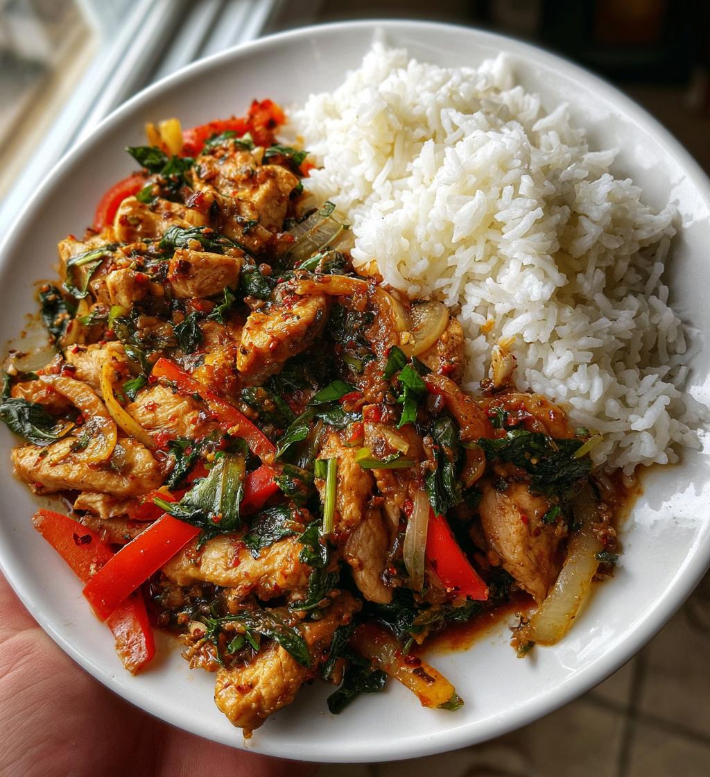 thai basil chicken - detail 1