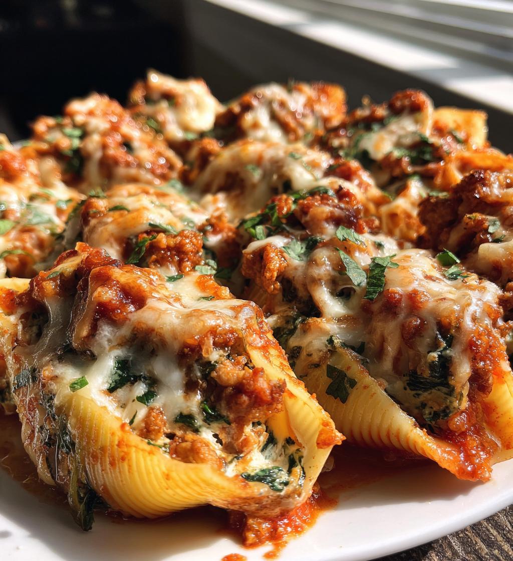 turkey and spinach stuffed shells - detail 1