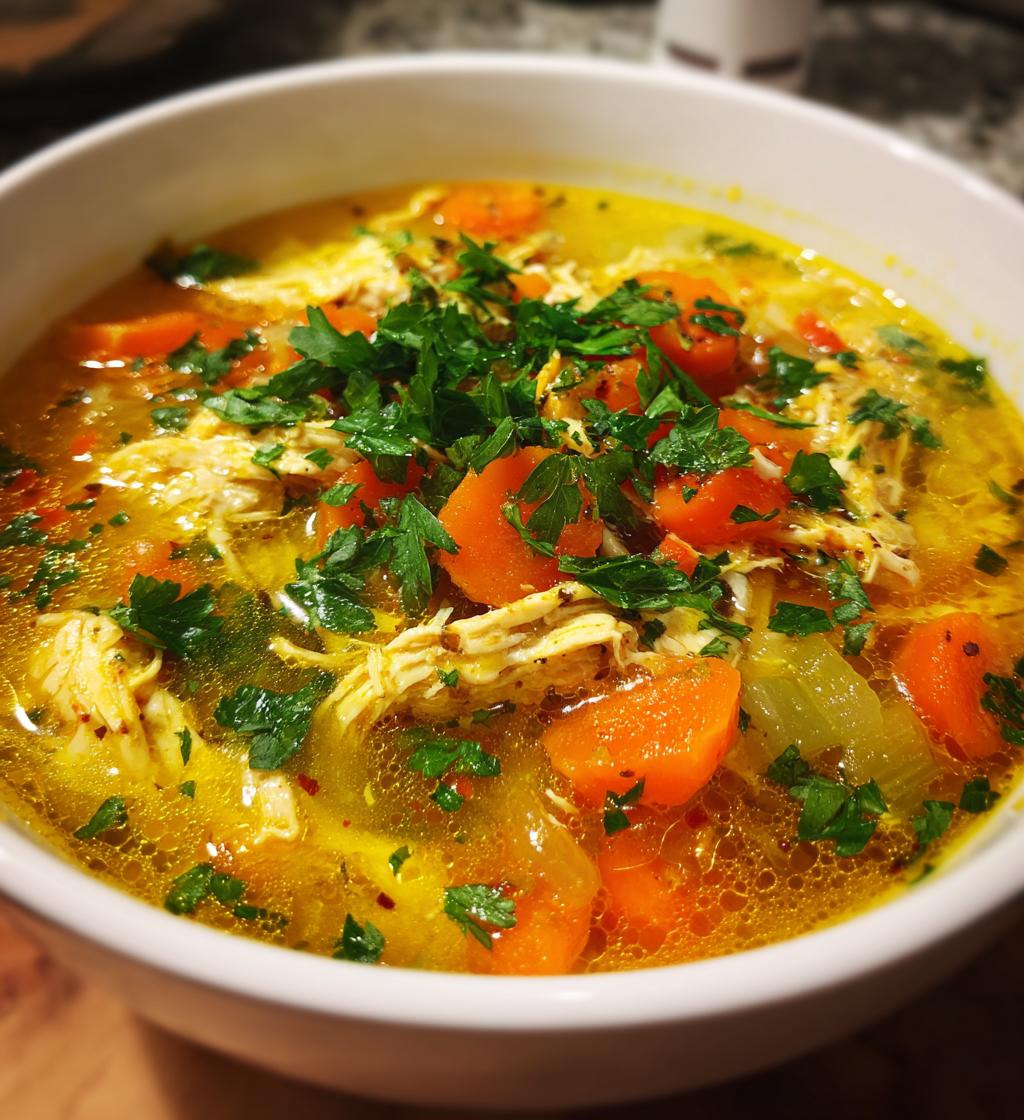 turmeric chicken soup - detail 1