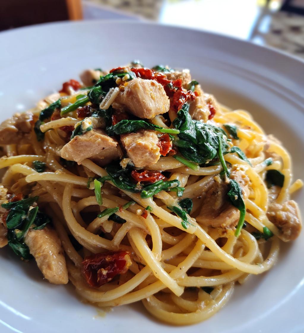 tuscan chicken pasta with cottage cheese - detail 1