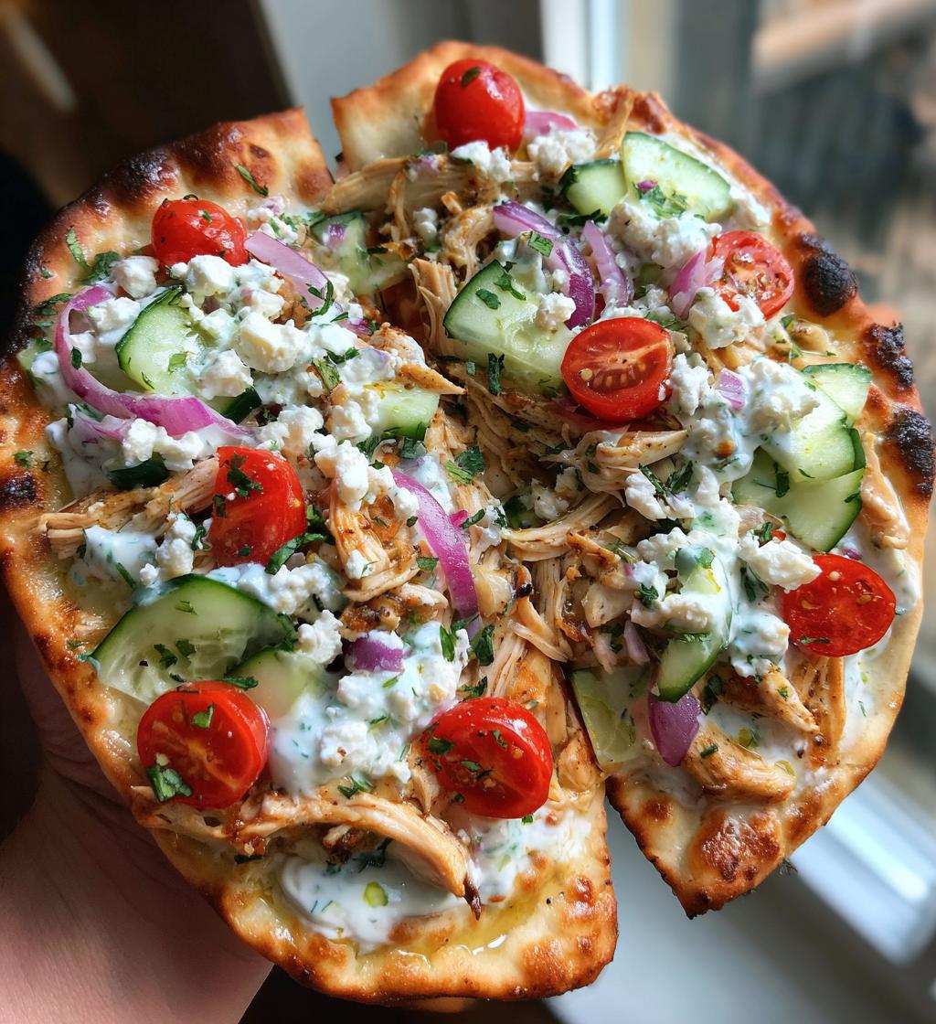tzatziki chicken veggie naan pizza - detail 1