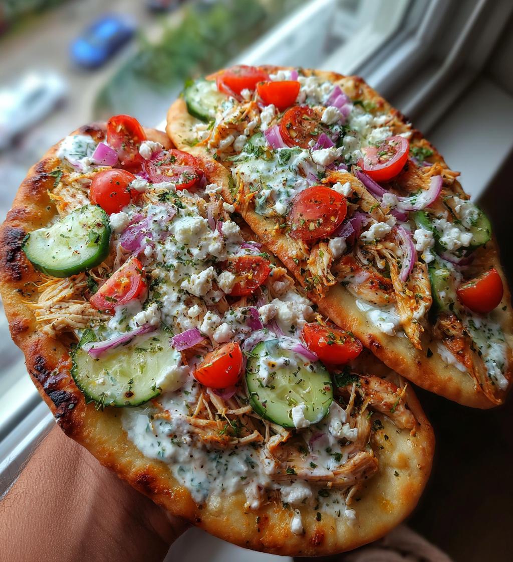 tzatziki chicken veggie naan pizza