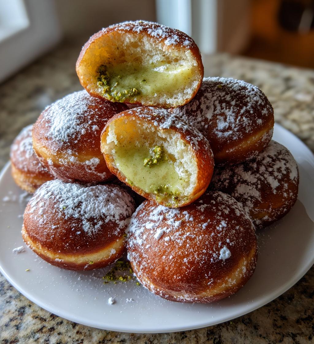 vegan donuts filled with pistachio pastry cream