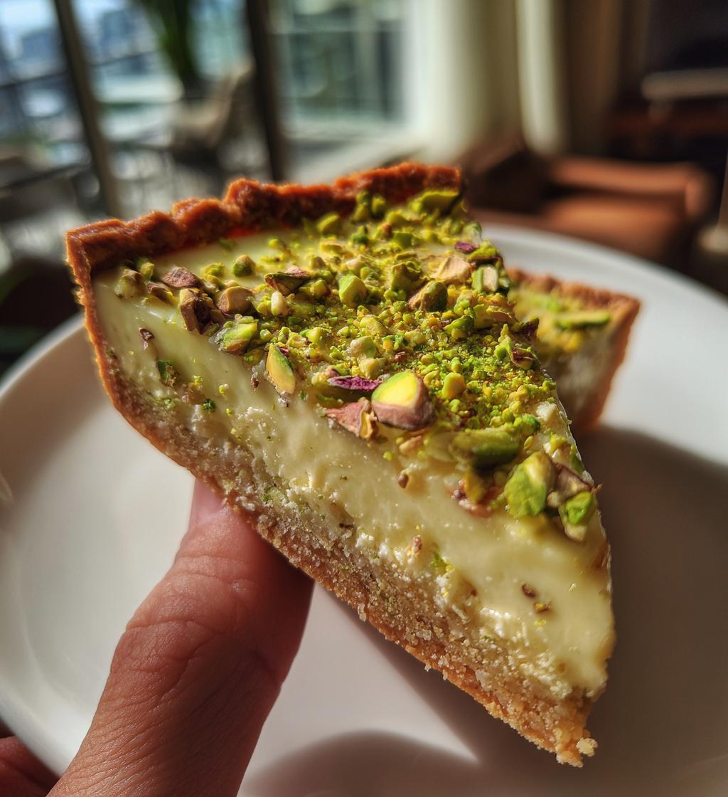 vegan white chocolate pistachio tart