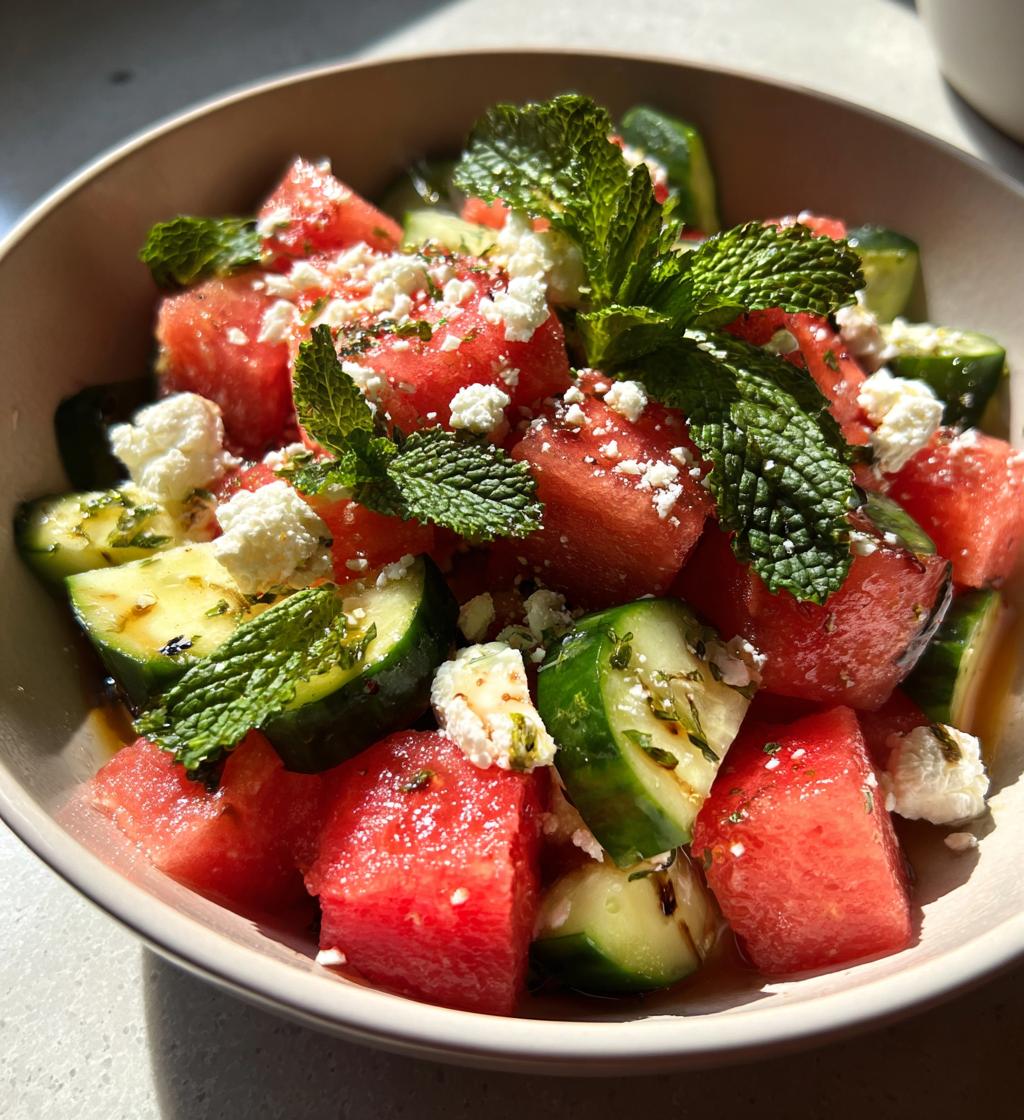 watermelon cucumber feta salad