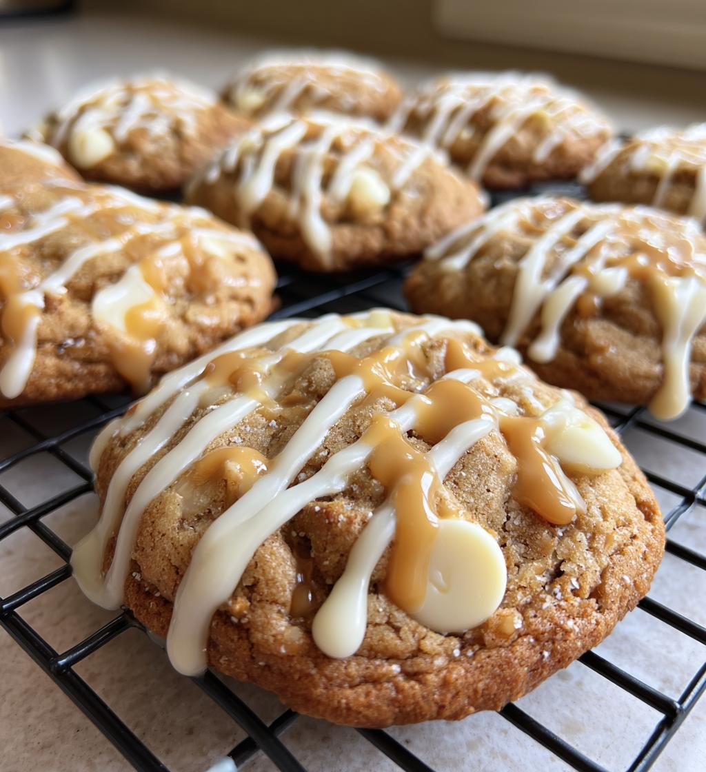white chocolate caramel drizzle cookies - detail 1