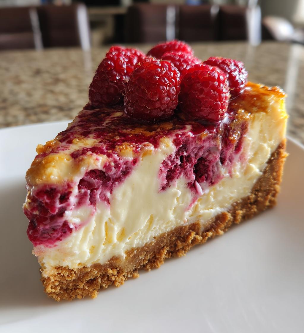 white chocolate raspberry swirl cheesecake