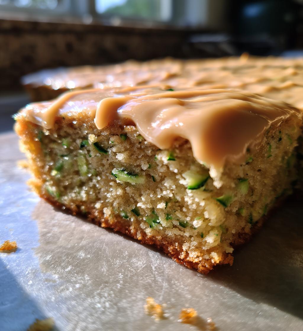 zucchini bars with caramel frosting