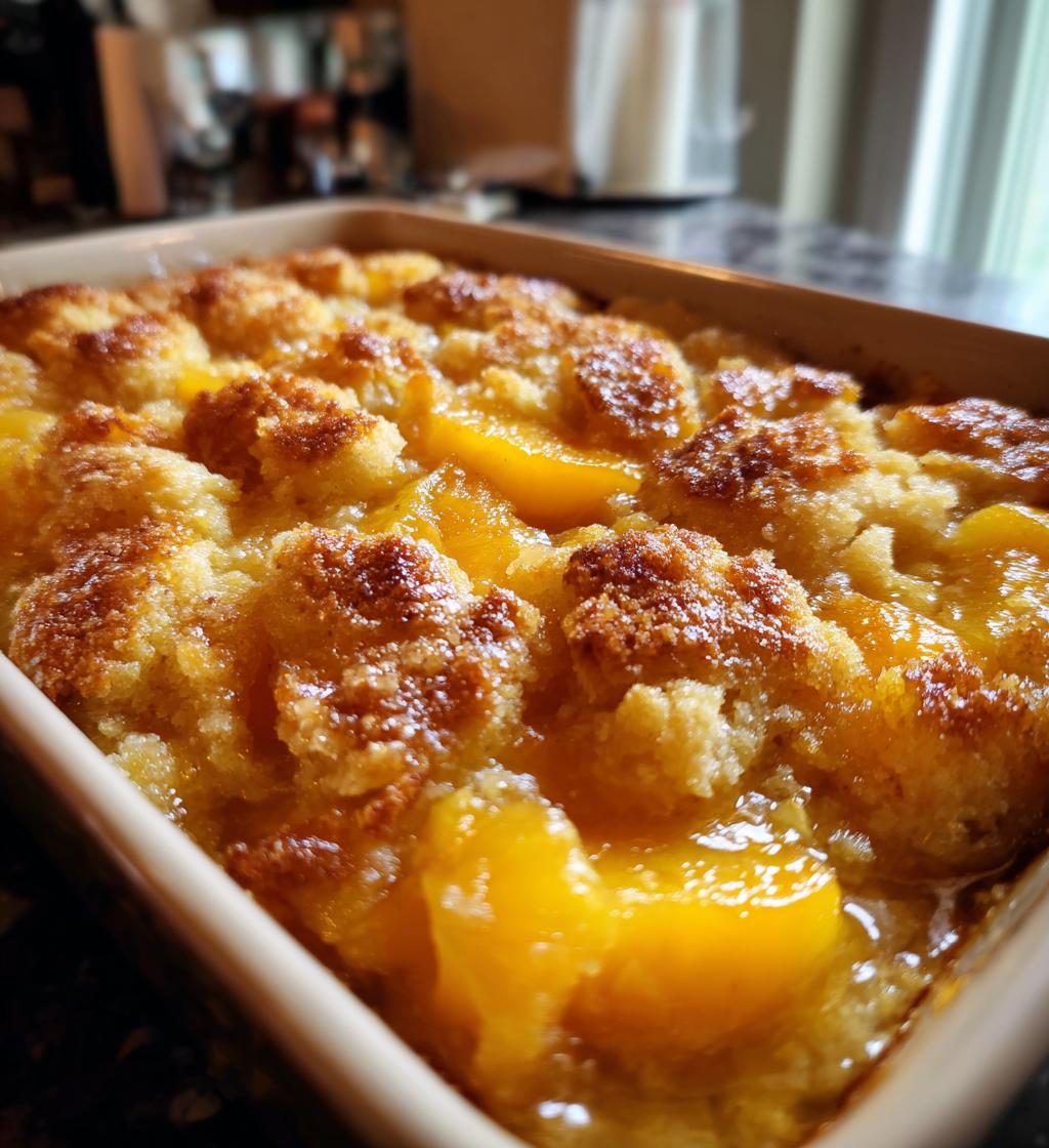3 ingredient peach cobbler in 5 minutes