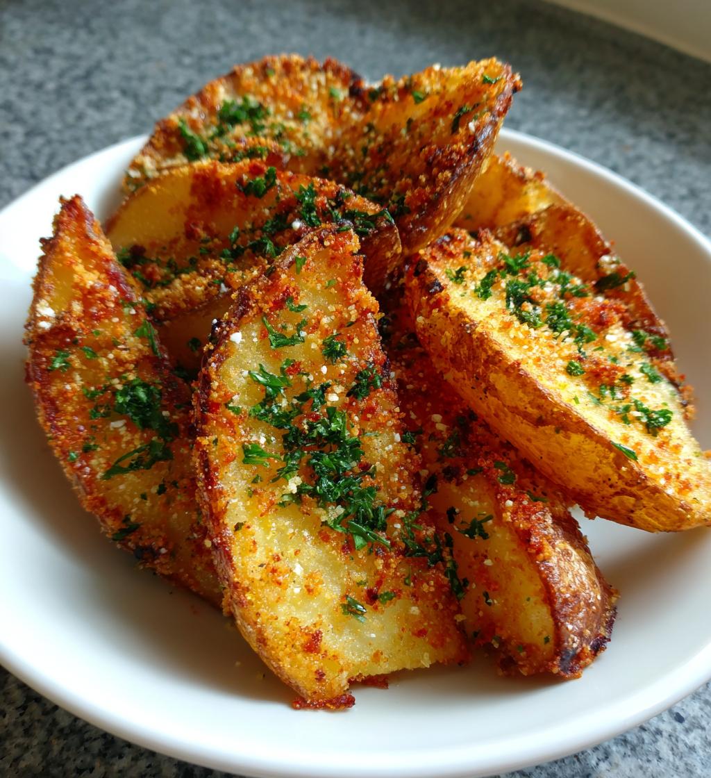 baked garlic parmesan potato wedges