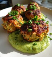 baked salmon meatballs with a tangy avocado sauce recipe