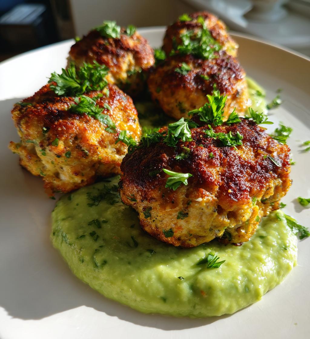 baked salmon meatballs with a tangy avocado sauce recipe
