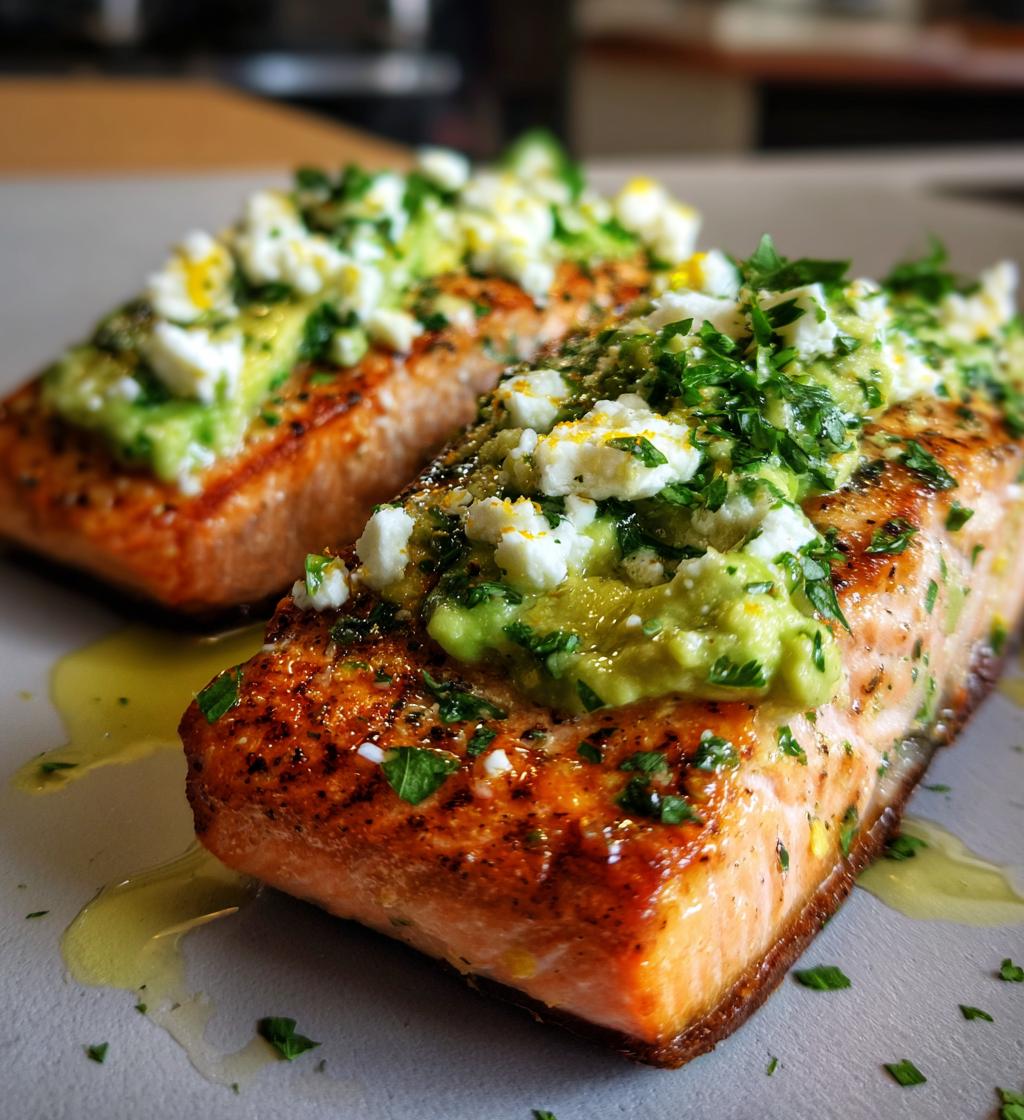 baked salmon with avocado feta