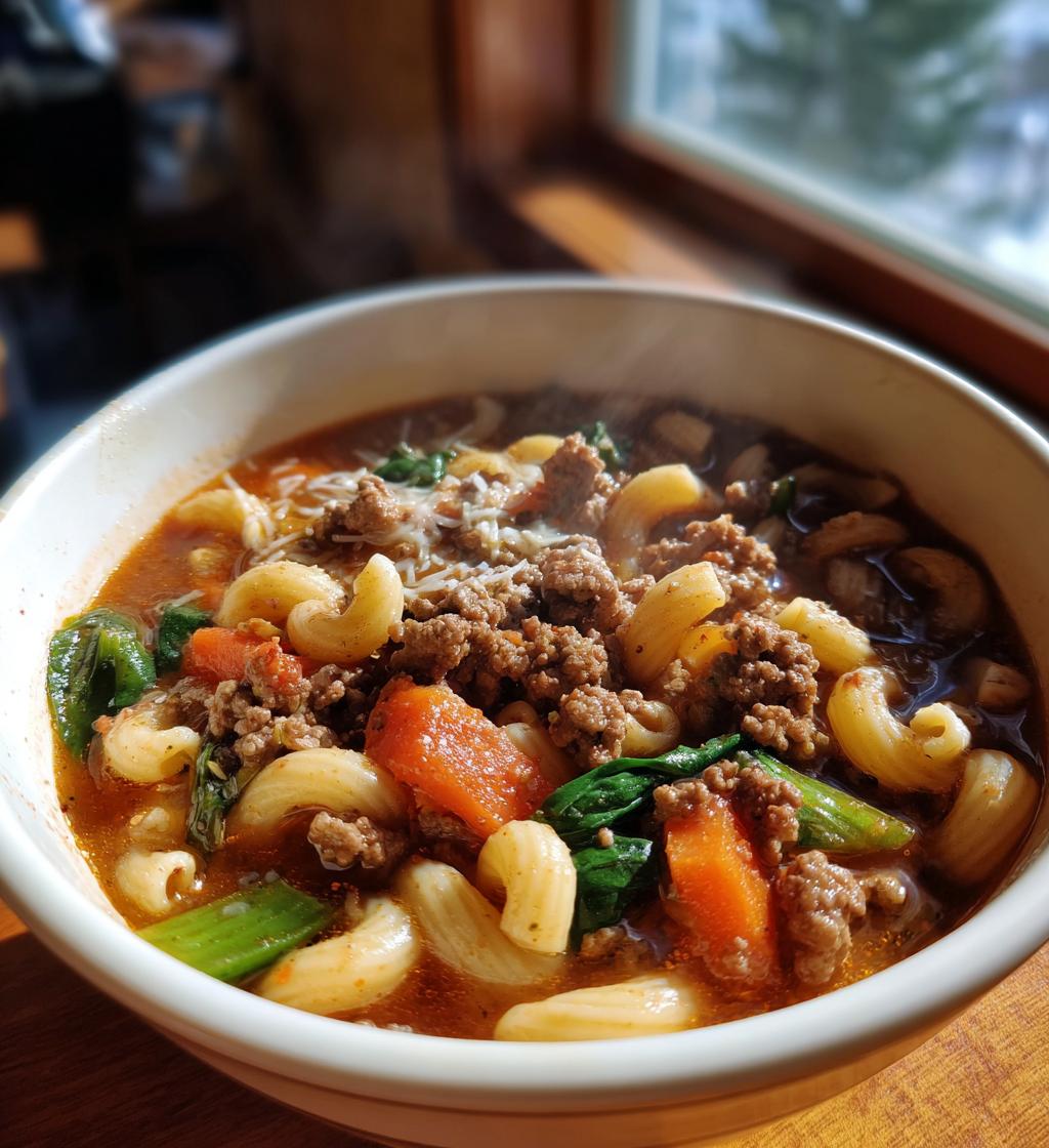 beef and macaroni soup